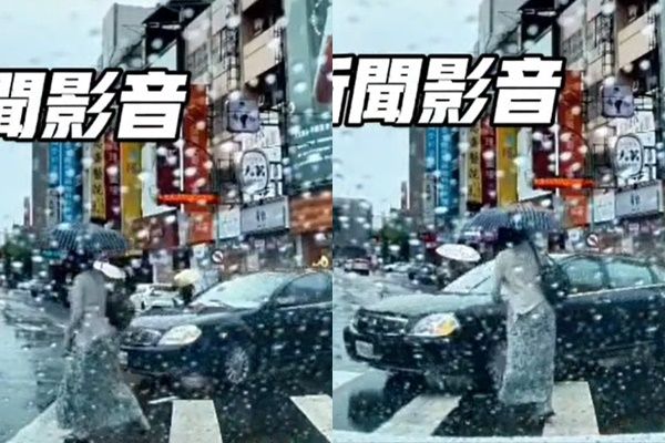 ▲▼▲台中豐原區又出現行人地獄，一名孕婦過斑馬線時險遭汽車衝撞。。（圖／翻攝自社會事新聞影音）