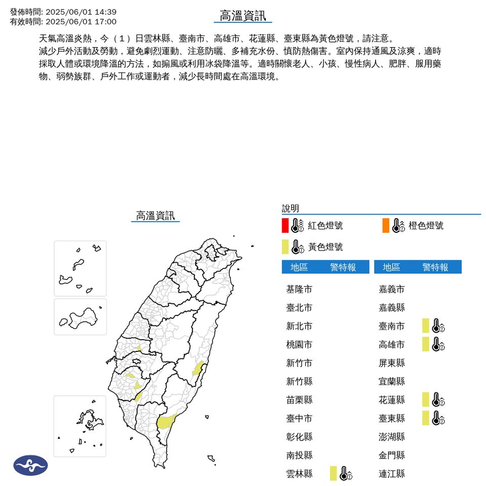 ▲高溫警示