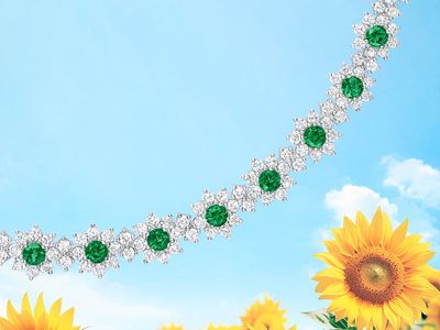 海瑞溫斯頓繽紛版向陽花珠寶亮相　祖母、粉紅藍寶石更活潑