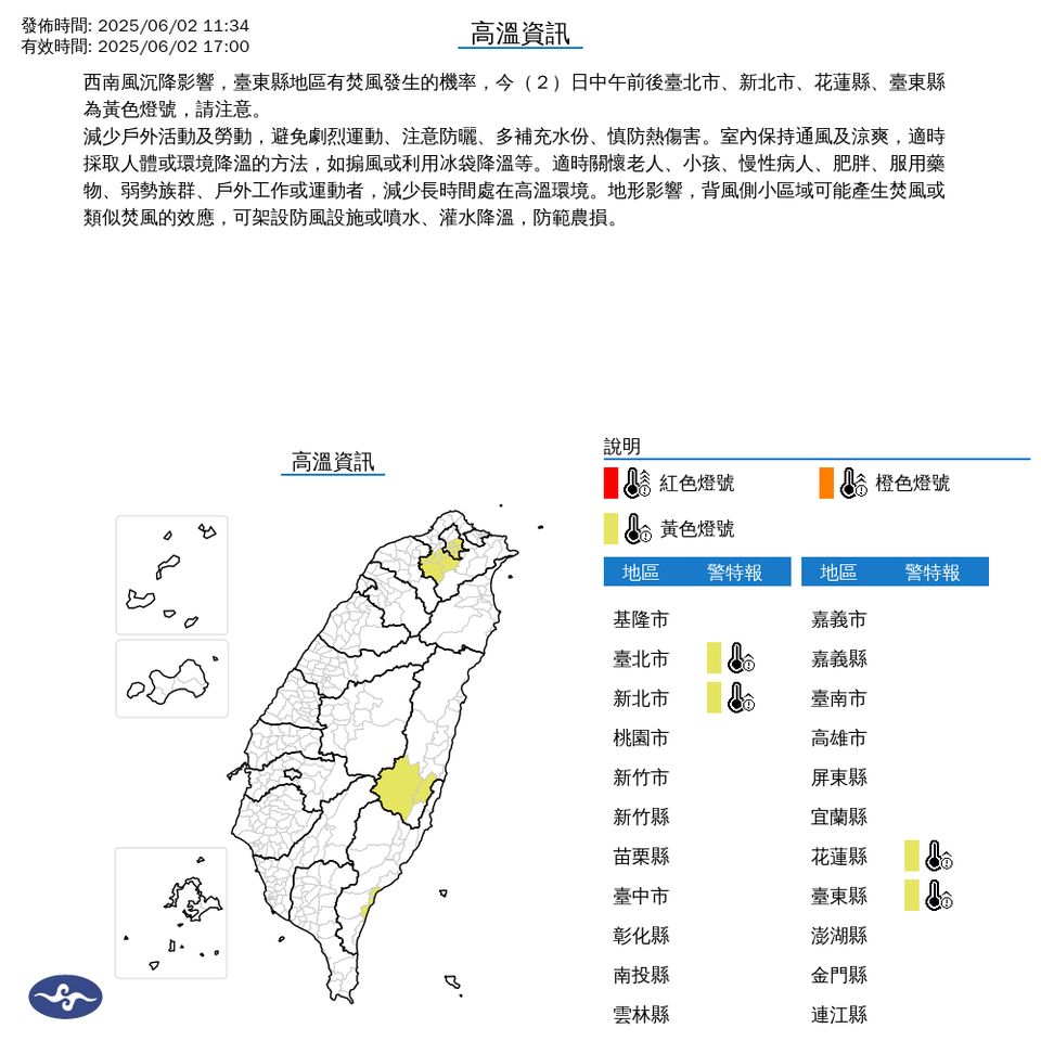 ▲高溫警示