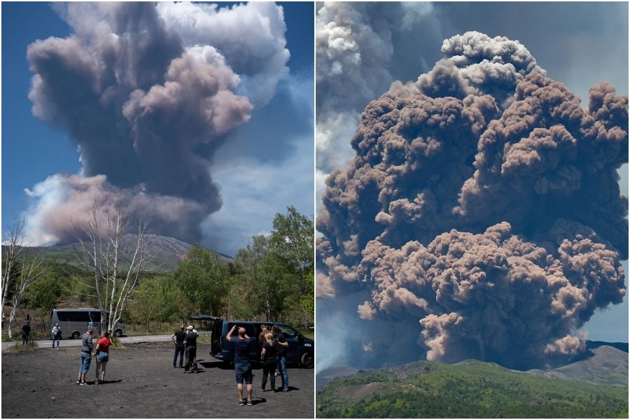 ▲▼義大利西西里島埃特納火山（Mount Etna）2日劇烈噴發。（圖／路透）