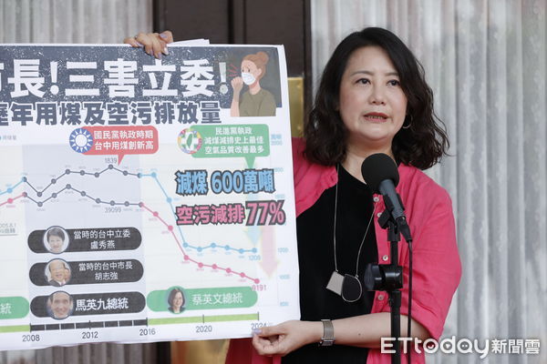 ▲▼民進黨立委吳思瑤3日於立法院議場前就台中火力發電廠問題，公開抨擊台中市長盧秀燕。（圖／記者湯興漢攝）
