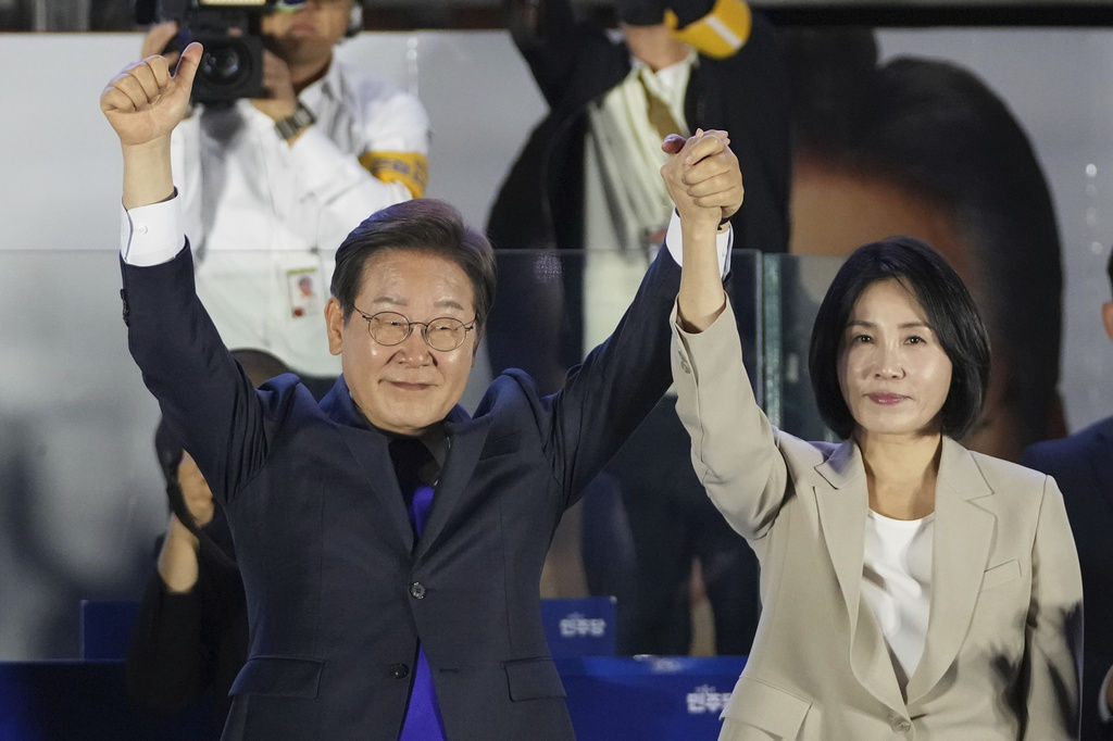 ▲▼南韓總統李在明、總統夫人金惠京。（圖／達志影像／美聯社）