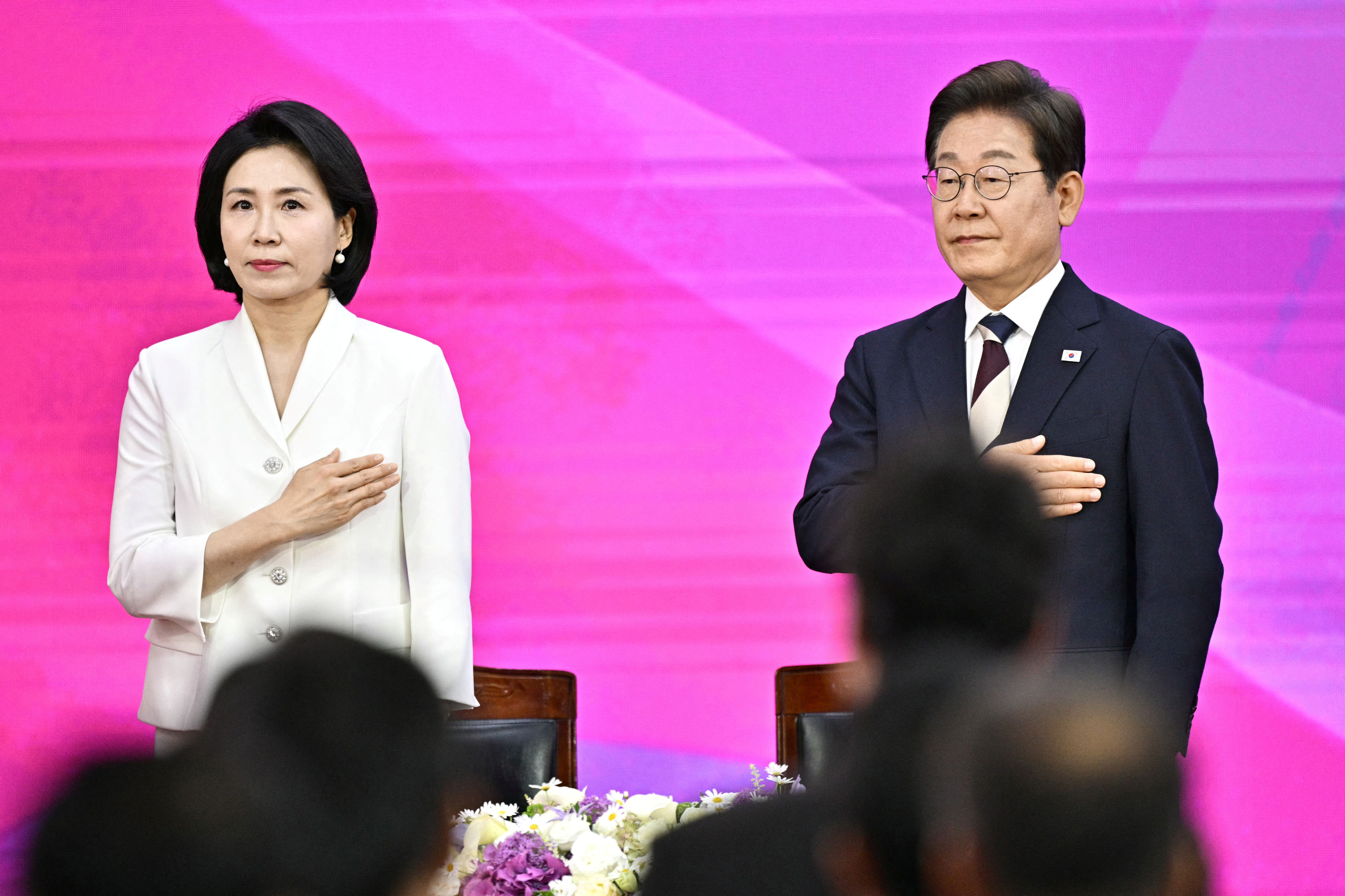 ▲▼南韓總統李在明、總統夫人金惠京。（圖／路透）