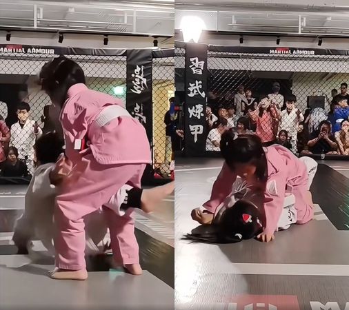 ▲陳怡蓉女兒（粉）比賽展現驚人實力，一路壓制對手。（圖／翻攝自Facebook／陳怡蓉的官方FB）