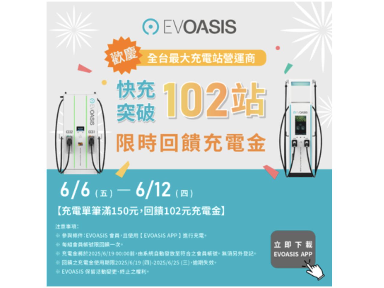 EVOASIS超充站點突破102站！限時回饋102元　雙北新站即將爆發登場