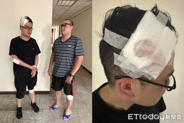▲▼通緝犯開車衝撞臨檢站，警員轟12槍反擊，2名警員分別肢體擦挫傷，還有1人頭部撕裂傷。（圖／記者邱中岳翻攝）