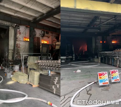 ▲▼宜蘭礁溪鄉龍泉路一家電鍍烤漆工廠火舌竄出、濃煙沖天。（圖／記者游芳男翻攝，下同）