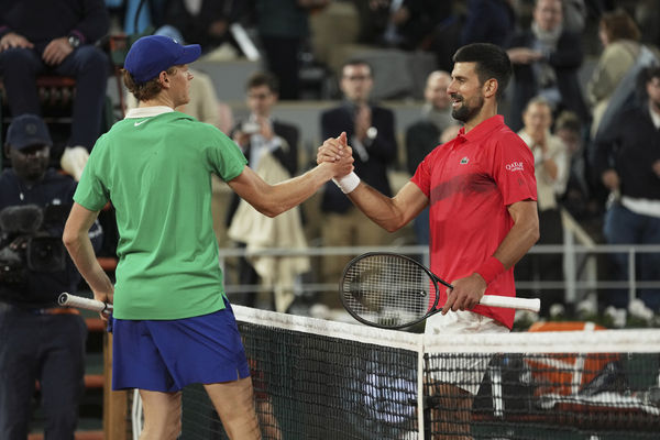▲塞爾維亞傳奇名將喬科維奇（Novak Djokovic）與現任球王辛納（Jannik Sinner）。（圖／達志影像／美聯社）