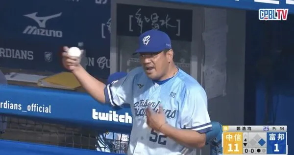 ▲陳金鋒因一顆突然來襲的球動怒。（圖／CPBL TV）