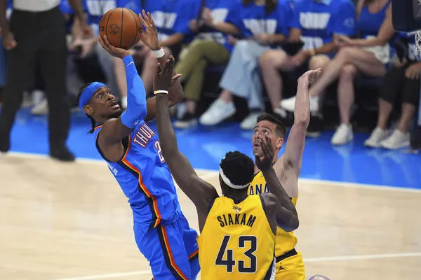 ▲雷霆吉爾吉斯-亞歷山大、霍姆格倫，溜馬哈利伯頓。（圖／達志影像／美聯社）