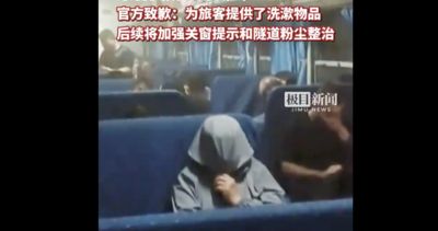陸火車過山洞「窗戶沒關」 車廂吸入煤灰...乘客秒變小灰人