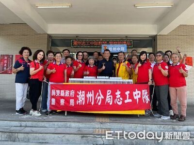 潮州警分局志工中隊長送防疫物資 祝警察節快樂