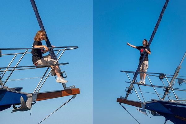 ▲▼氣候少女童貝里（Greta Thunberg）於2025年6月1日在義大利西西里島的卡塔尼亞港（Catania），登上名為「馬德琳號」（Madleen）的船隻準備啟航前往加薩（Gaza），這次行動是由「自由船隊聯盟」（Freedom Flotilla Coalition）所策劃。（圖／達志影像／美聯社）