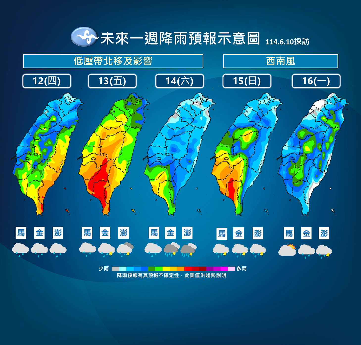 ▲▼未來一周天氣趨勢。（圖／氣象署提供）