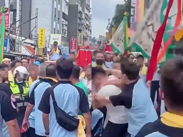 ▲▼陣頭猴又來！北市霞海城隍廟遶境「亂踢垃圾被勸阻」3人痛毆民眾。（圖／翻攝台灣讚警）