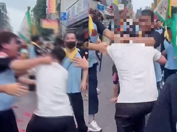 ▲▼陣頭猴又來！北市霞海城隍廟遶境「亂踢垃圾被勸阻」3人痛毆民眾。（圖／翻攝台灣讚警）