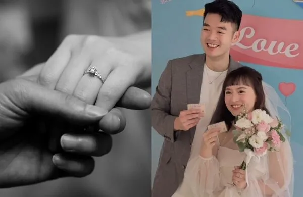 ▲▼王齊麟、十元今天登記結婚。（圖／翻攝自陳詩雅IG）