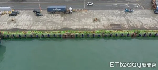 ▲▼運輸研究所運用無人機監測岸邊損壞設施。（圖／運輸研究所）