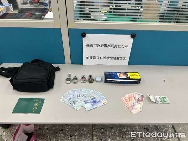 ▲台南市警歸仁分局查緝劉嫌到案，起獲多項疑似贓物。（圖／記者林東良翻攝，下同）