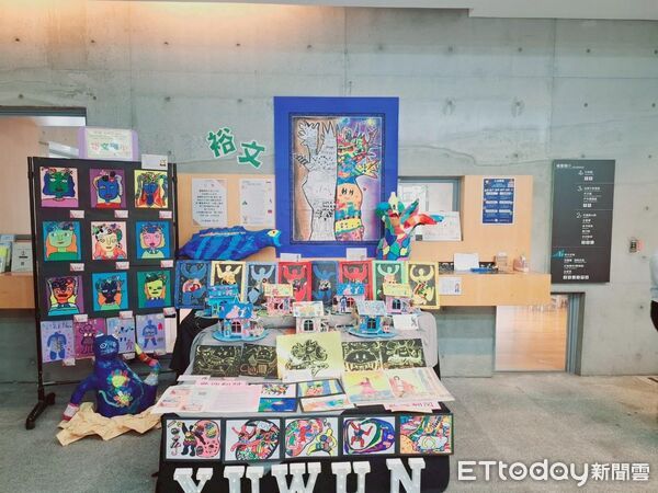 ▲《游於藝》「NIKI的心靈城堡」巡展最終站今於裕文圖書館開幕，16校學生共同參展展現創意成果。（記者林東良翻攝，下同）