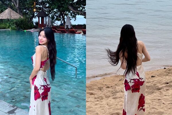 ▲李多慧轉過身背對鏡頭，大方秀出美背。（圖／翻攝自Instagram／le_dahye）