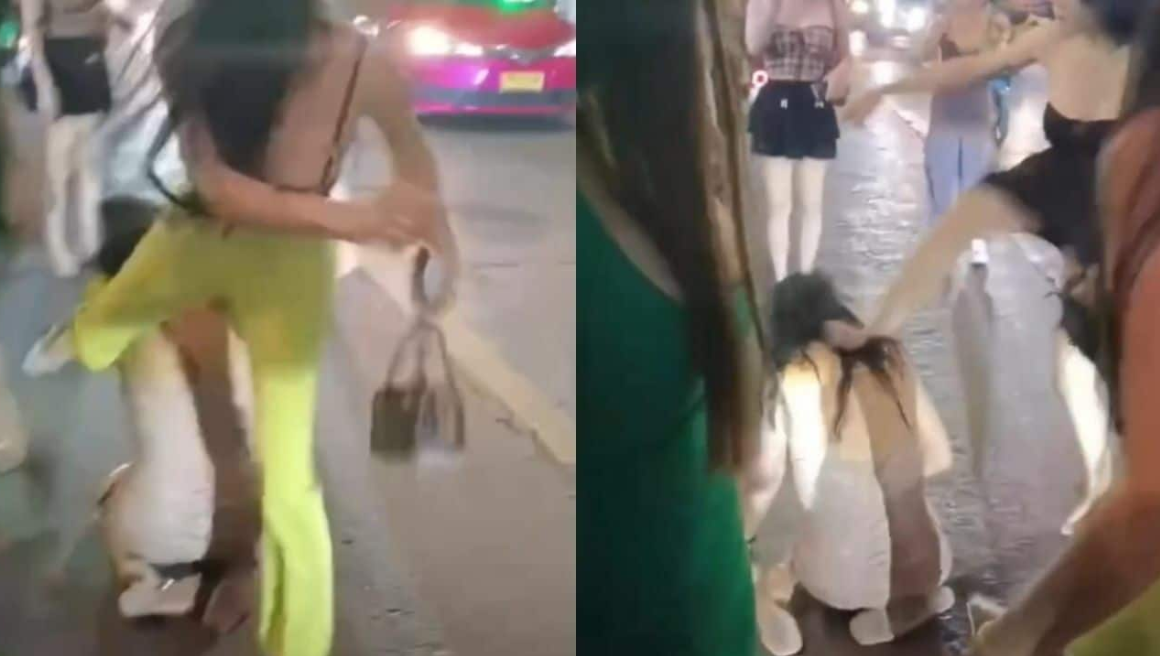 ▲▼泰菲變性人大戰！穿緊身短裙「不顧走光」　曼谷街頭鬥毆畫面曝。（圖／翻攝自Facebook／Naeya Umar）