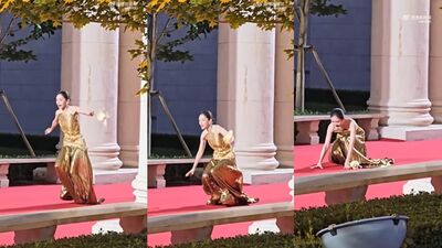 陸女星紅毯慘摔!失誤踩裙「跌跪雙手撐地」 高EQ反應被爆讚