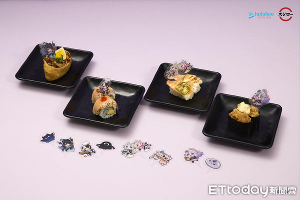 ▲壽司郎聯名VTuber《降臨 Advent》　指定餐點送插卡與胸章。（圖／壽司郎提供）