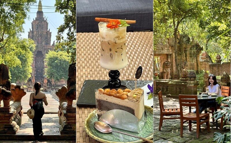 ▲▼泰國清邁美食「The Terracotta Garden at Lamphun」南奔百年古剎咖啡店，古蹟露天戶外座位超有fu。（圖／部落客小虎提供）