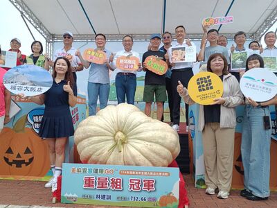 全台大南瓜齊聚新北 農友林建訓種出732斤南瓜奪冠