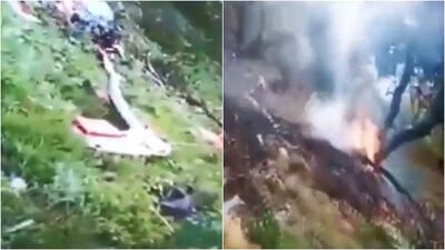 印度直升機墜毀7死！　森林間「殘骸四散」狂燒畫面曝光