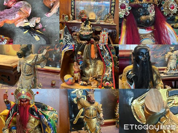 ▲不明人士開車衝撞神壇大門，然後衝進去砸毀神像            。（圖／記者吳奕靖翻攝）