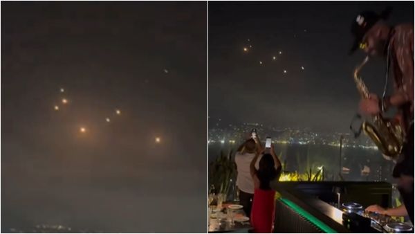 ▲▼以色列遭狂轟！鄰居黎巴嫩「還在開趴」搶拍飛彈　魔幻片瘋傳。（圖／翻攝X）