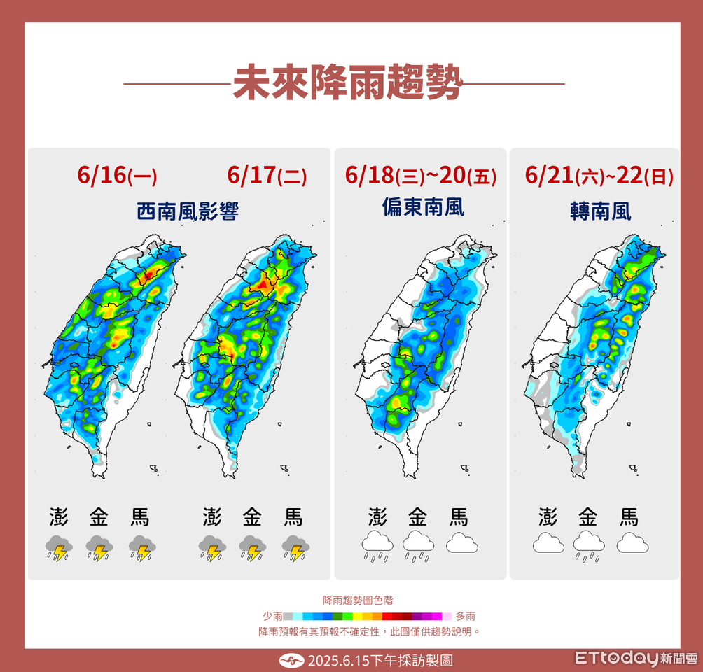 明後天熱爆「午後防局部大雨」　一圖看懂未來一周天氣