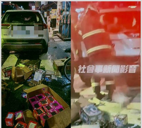 ▲彰化合興宮步巡，鞭炮回收放置車內險釀火燒車意外。（圖／記者唐詠絮翻攝）