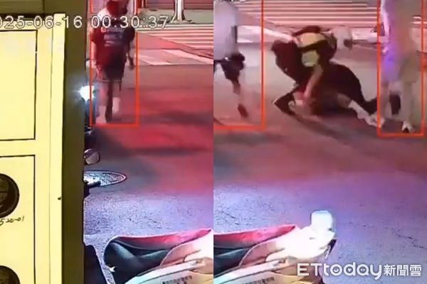 ▲▼             台中一名21歲男子無故用身體衝撞員警，遭過肩摔壓制。（圖／記者許權毅翻攝，下同）