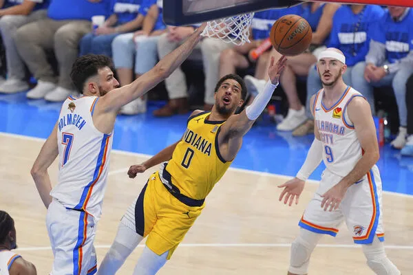 ▲雷霆吉爾吉斯-亞歷山大、威廉斯，溜馬哈利伯頓、麥康諾。（圖／達志影像／美聯社） 