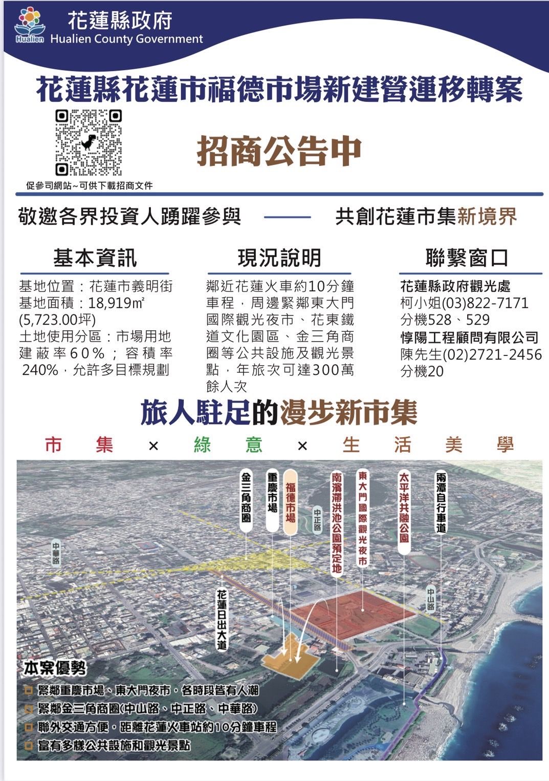 ▲▼花蓮市蛋黃區福德市場BOT案公告招商，7月3日縣府舉辦招商說明會。（圖／記者王兆麟翻攝，下同）