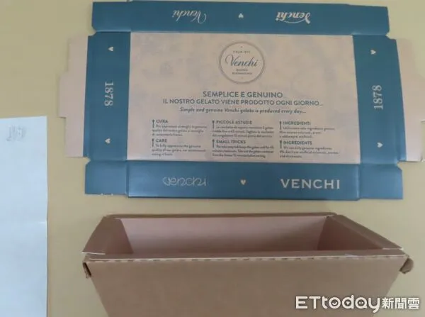 Venchi的「環保外帶盒」檢出違規。（圖／食藥署提供）
