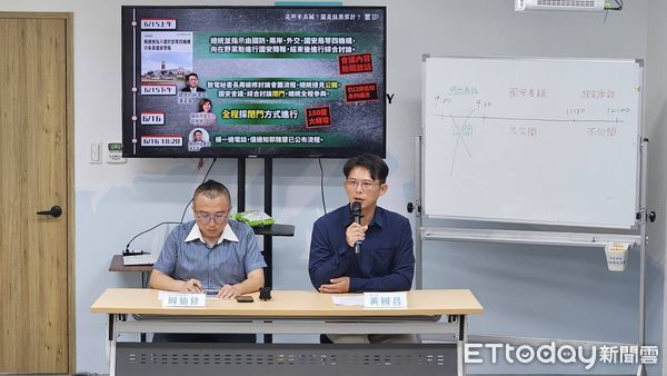 ▲▼民眾黨主席黃國昌、民眾黨秘書長周榆修召開記者會回應「總統賴清德邀在野參加國安簡報」。（圖／記者呂佳賢攝）