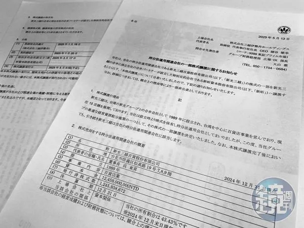 日本三越伊勢丹公告，5月底出售新光三越股權給新昕資本。