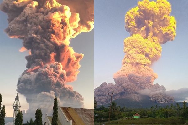 ▲▼印尼東努沙登加拉省（East Nusa Tenggara）勒沃托比拉基火山（Mount Lewotobi Laki-laki）18日突然劇烈噴發。（圖／翻攝自X）