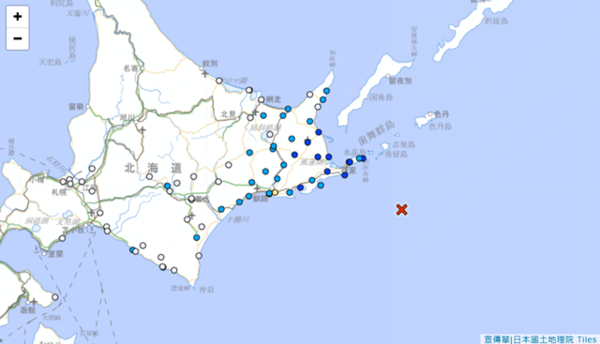 ▲▼快訊／北海道規模6.1地震　。（圖／翻攝日本氣象廳）