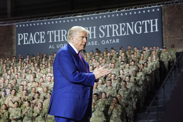 ▲▼ 川普5月出訪中東，在卡達烏代德空軍基地發表談話。（圖／達志影像／美聯社）