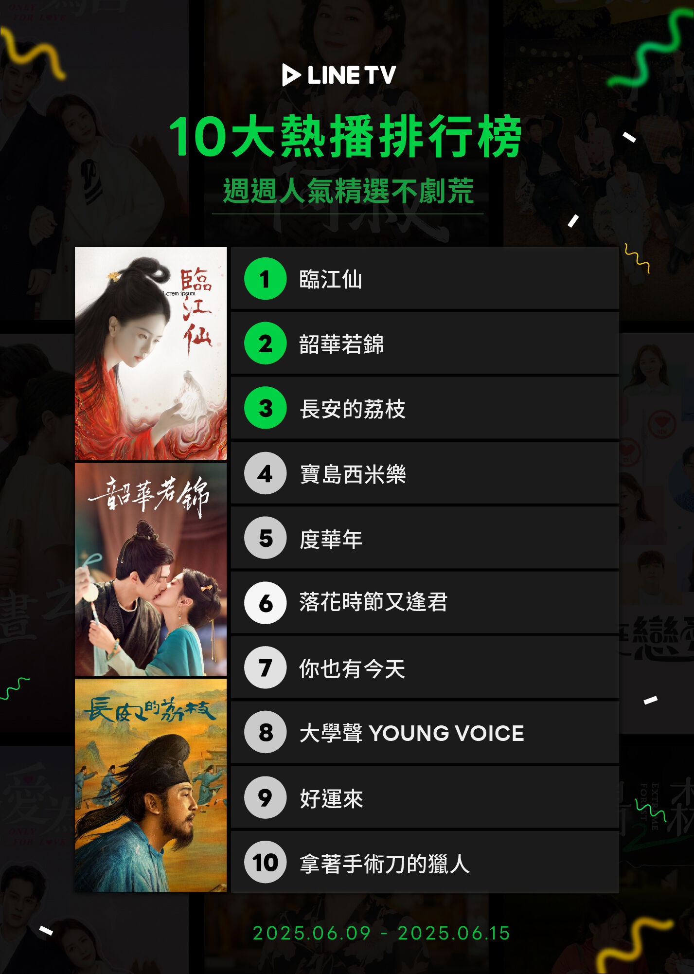 ▲▼LINE TV收視週榜（6/9-6/15）。（圖／LINE TV提供）