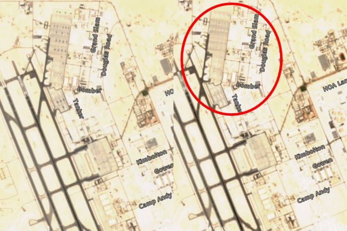 ▲▼美國駐卡達的阿爾烏代德空軍基地（Al Udeid base）原本停放的數十架軍機已悄悄撤離。（圖／翻攝自X）
