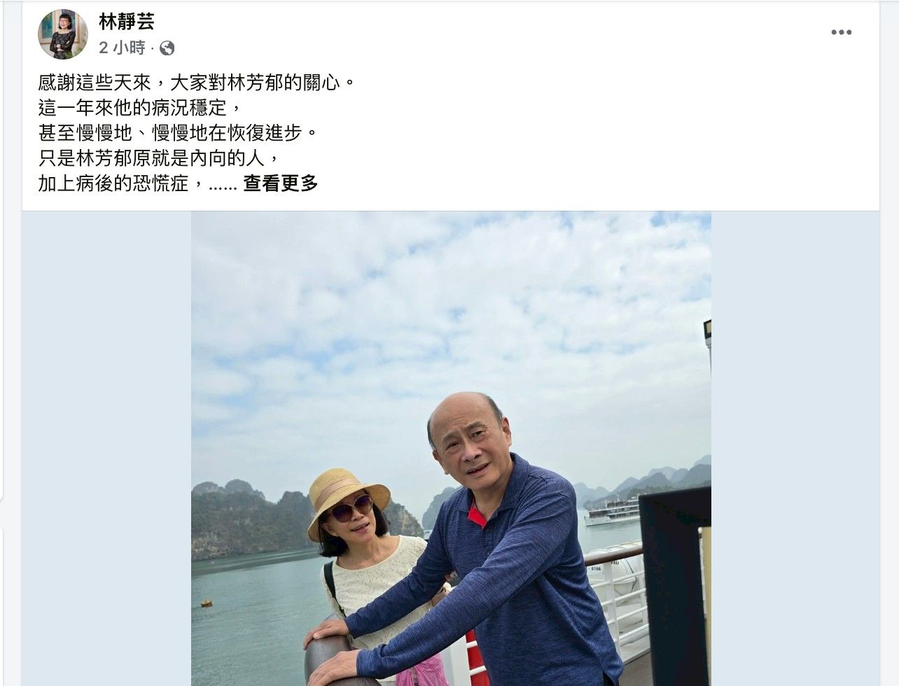 ▲▼名醫林芳郁失智，妻子林靜芸出書談照護，明天記者會林芳郁將不會出席。（圖／翻攝林靜芸臉書）