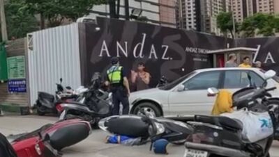 台中台灣大道旁工人暴衝「連撞9機車」酒測超標 顧主最高罰30萬