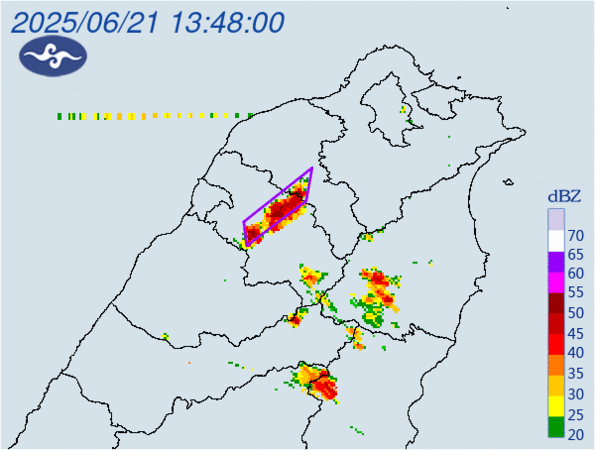▲▼針對「桃園市、新竹縣」發布大雷雨即時訊息。（圖／氣象署提供）